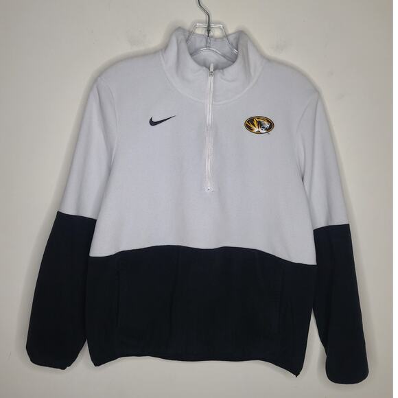 Nike Univ of Missouri Mizzou Tigers black white fleece pullover pockets - medium - Picture 1 of 7